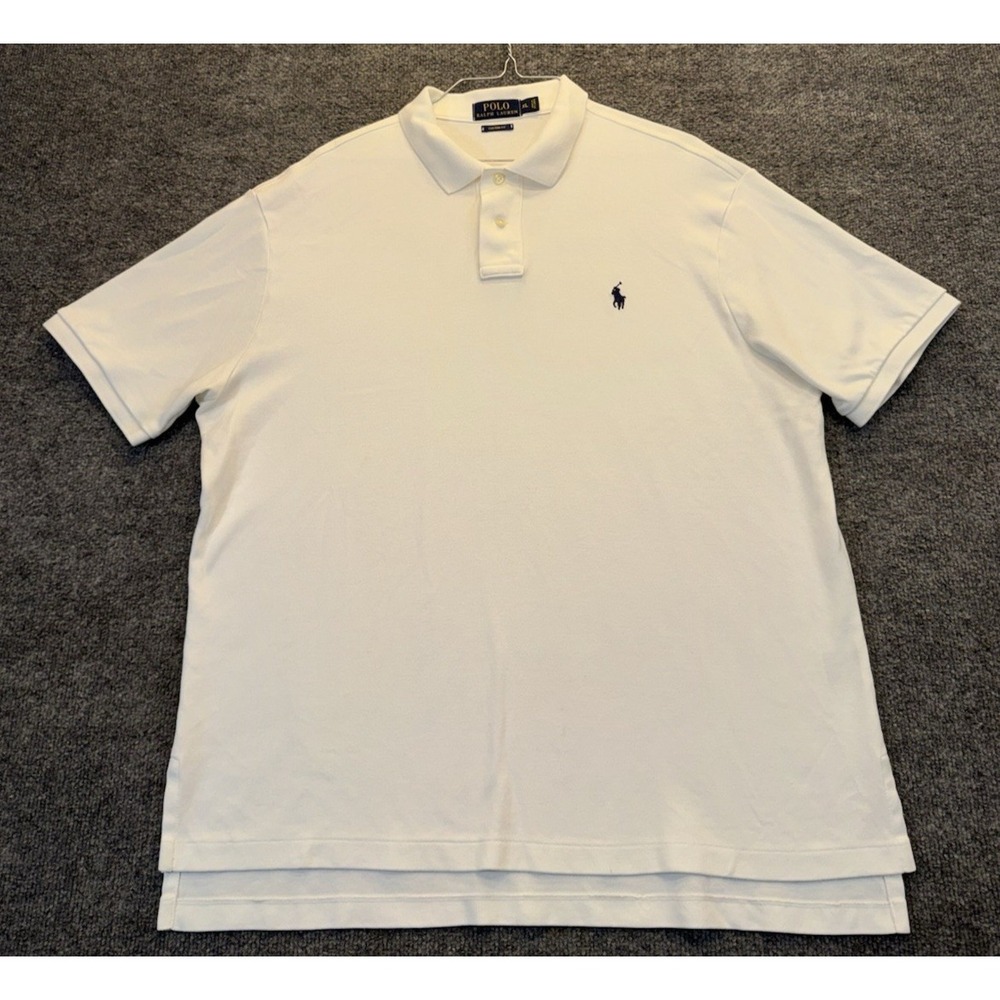 Polo Ralph Lauren Men's XL White Custom Fit Short Sleeve Pony Logo Polo Shirt